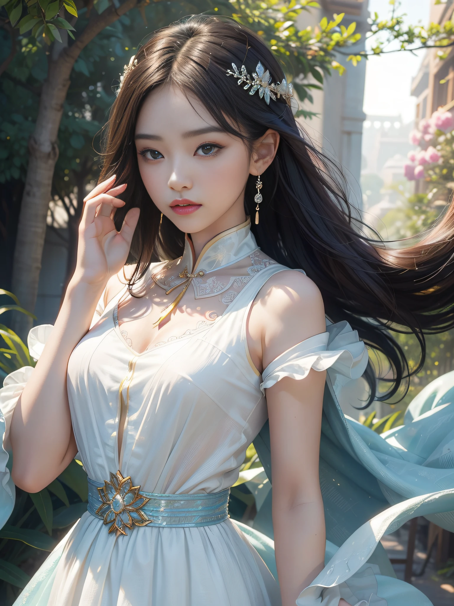 Disney style,Disney style,Disney style,Disney style,ChineseGirl,Top CG rendering, Ultra photo realsisim, Highest quality, 8K resolution, Ultra-fine light and shadow, extreme hight detail, Masterpieces,,Beautiful Chinese girl with big eyes, Close to face,exquisite face, Flexible eyes, , glittery, High nose, Small and delicate nose, Beautiful and attractive lips, A well-portrayed face, Delicate three-dimensional facial features, Ultra-realistic facial descriptions, Soft and delicate light, Long hair dancing in the wind, Light and elegant feeling, Beautiful and gentle girl, Smooth and delicate skin, Gradient color, Layers, Delicate and intricate lines, Colorful, Bright and fresh