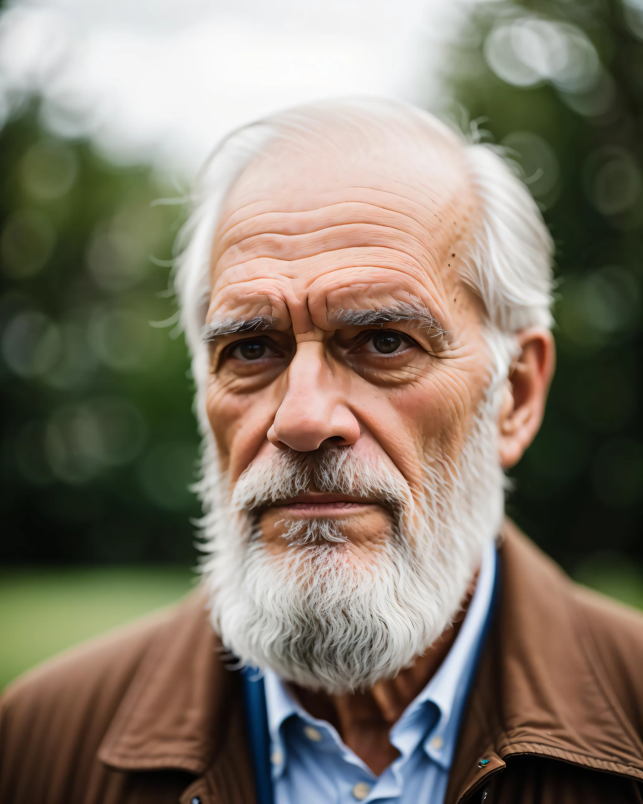 Detailed shot of old man ,60 years, tall, dark hair colour, light skin colour, taken with a Leica M6 and a Leica 75mm F1.25 Noctilux, atmospheric lens.