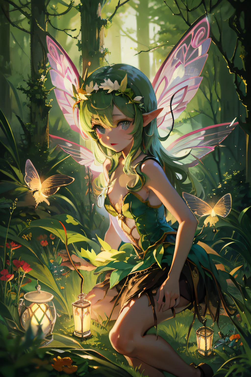 Fun, Cute Forest Fairy, tinker bell, Movie Lighting,Looking at the camera