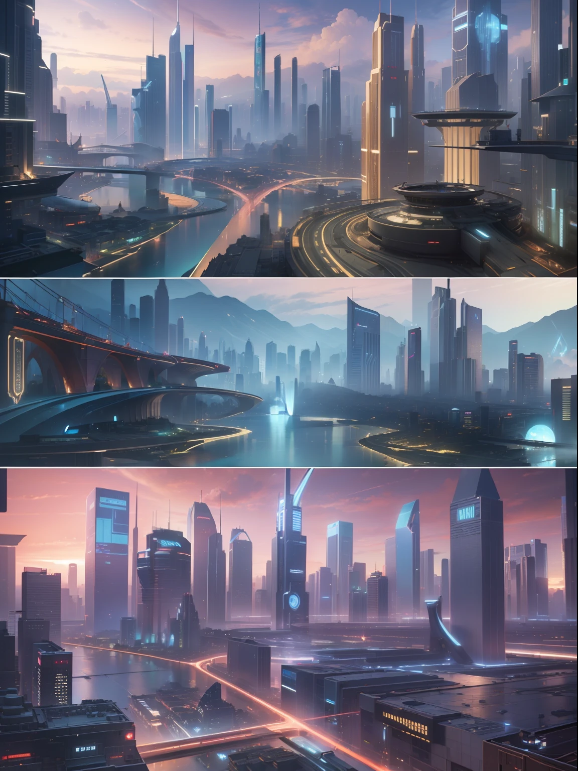 (((​masterpiece)))、(((top-quality)))、((ultra-definition))、(High Definition CG Illustration)、((extremely delicate and beautiful))、City of the Future、Cyber City、2060s、natta、Magical space、