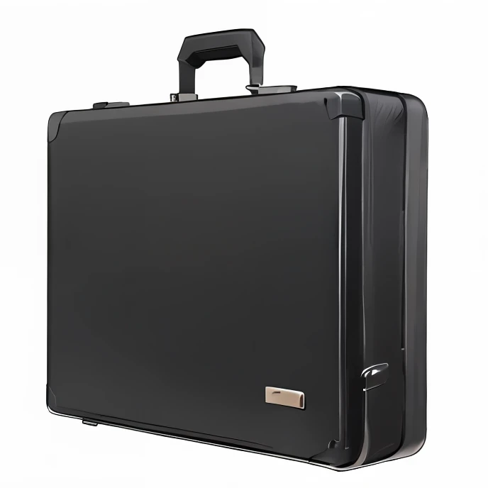 Black suitcase,With handle,Displayed on a white background,briefcase,briefcase,Business suitcase,Front side view,front top side view,Realiy,black andwhite,Black and white gray,black main color,succinct,Minimalist