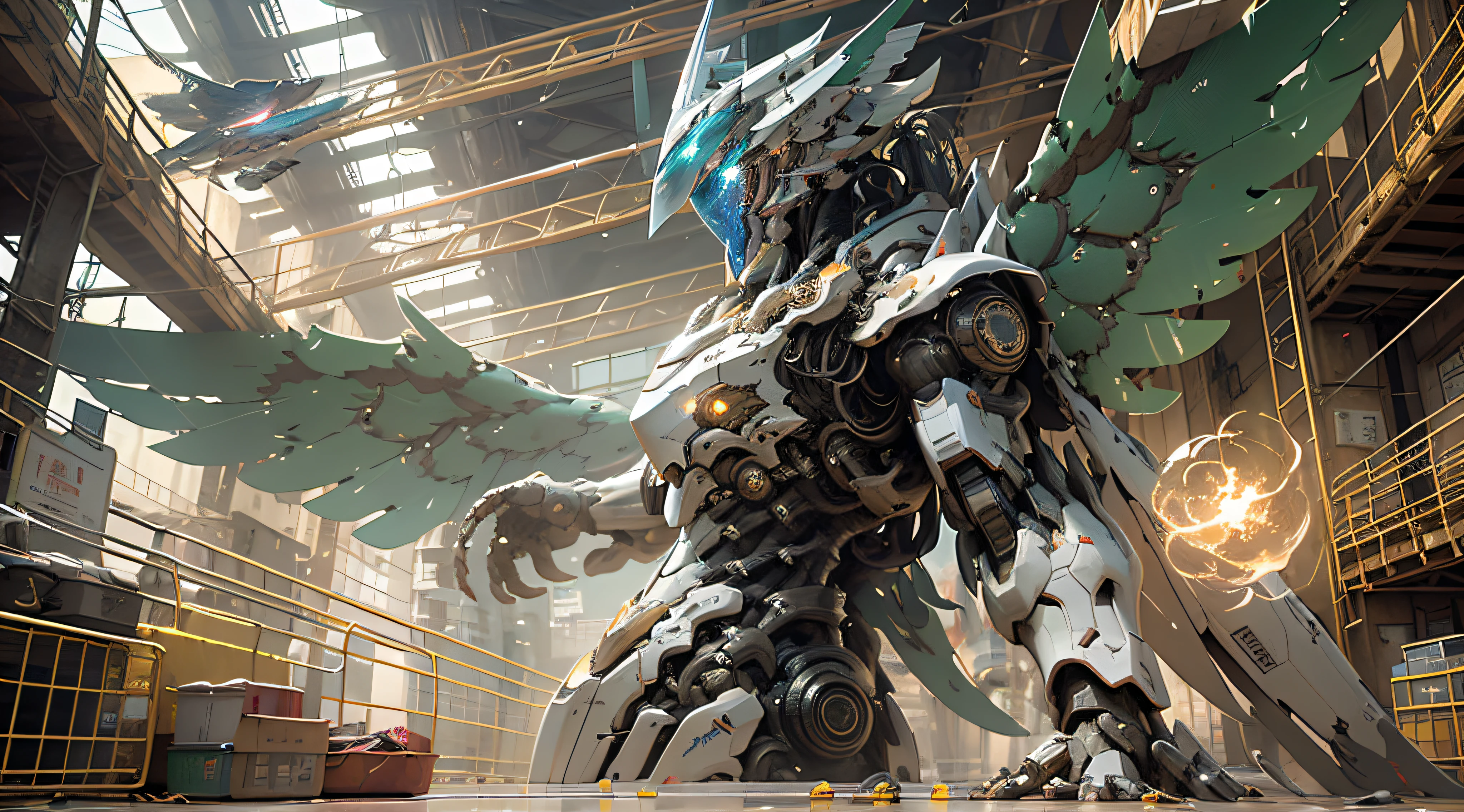 ((Best quality)), ((masterpiece)), (highly detailed:1.3), 3D, beautiful, (cyberpunk:1.2), in space, nebula, holding_weapon, (1Female mecha:1.3), facing the viewer, glowing eyes, full body, (flying, swooping down, dynamic, motion blur: 1.4), (huge mecha wings: 1.6), looking up, glowing_eyes, mecha, panorama, background is earth, nebula, space, particles, reality, HDR (High Dynamic Range), Ray Tracing, NVIDIA RTX, Super Resolution, Unreal 5, Subsurface Scattering, PBR Texturing, Post Processing, Anisotropic Filtering, Depth of Field, Maximum Clarity and Clarity, Multilayer Textures, Albedo and Specular map, Surface shading, accurate simulation of light-material interaction, perfect proportion, Octane Render, two-tone lighting, large aperture, low ISO, white balance, rule of thirds, 8K RAW, efficient sub-pixel, sub-pixel convolution,
