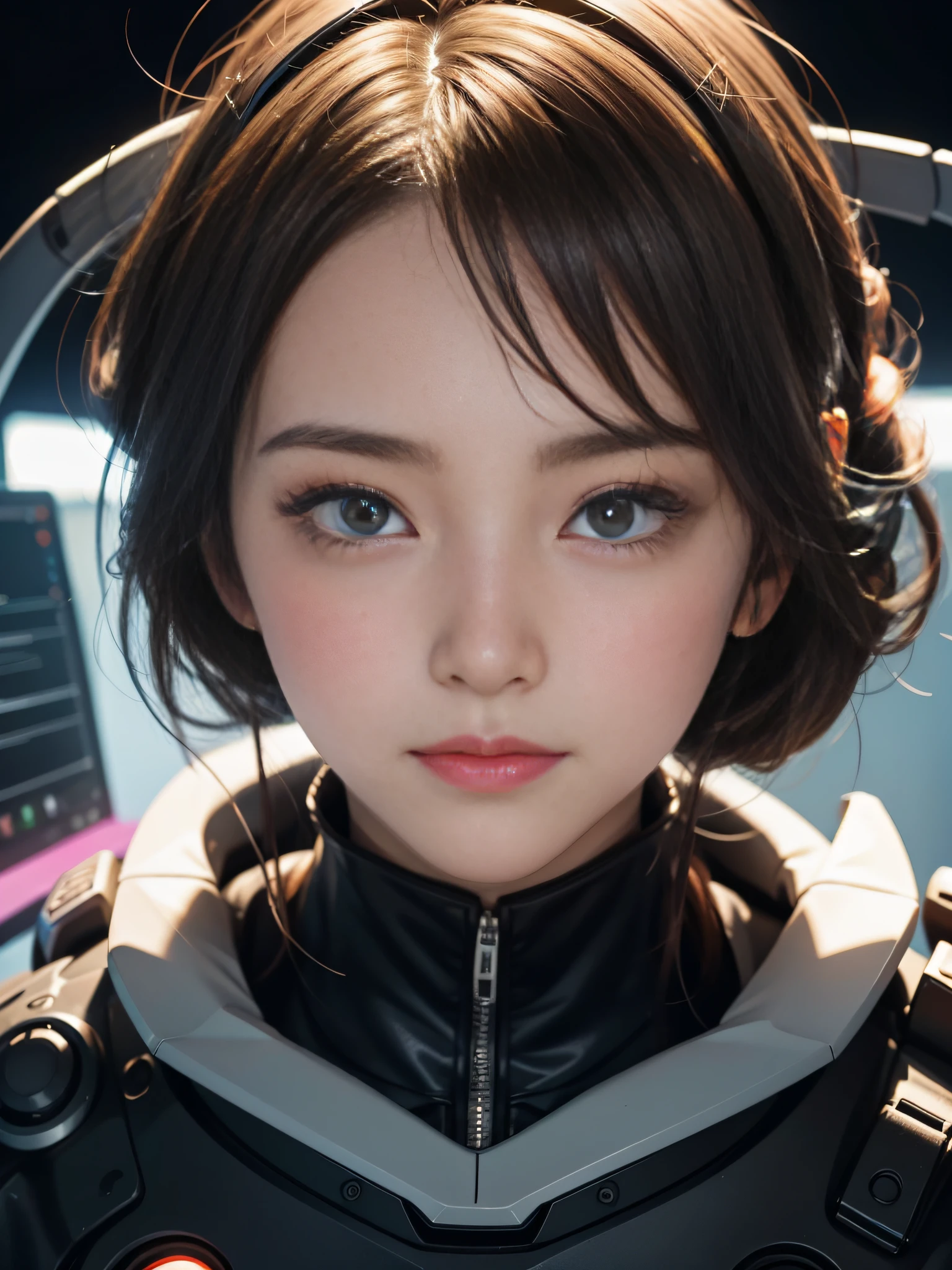An anime girl is typing on a computer screen, Close up to the face , Capture moments of candidness, lightwave, plethora of colors, Animate