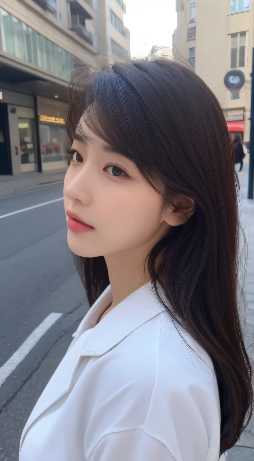 ((Top Quality, 8K, Masterpiece: 1.3)), Focus: 1.2, Perfect Body Beauty: 1.4, Buttocks: 1.2, ((Layered Haircut, Chest: 1.2)), (Wet Clothes: 1.1), (Street: 1.3), Shorts: 1.1, Highly Detailed Face and Skin Texture, Narrow Eyes, Double Eyelids, Whitening Skin, Long Hair, (Shut Up: 1.3), Profile