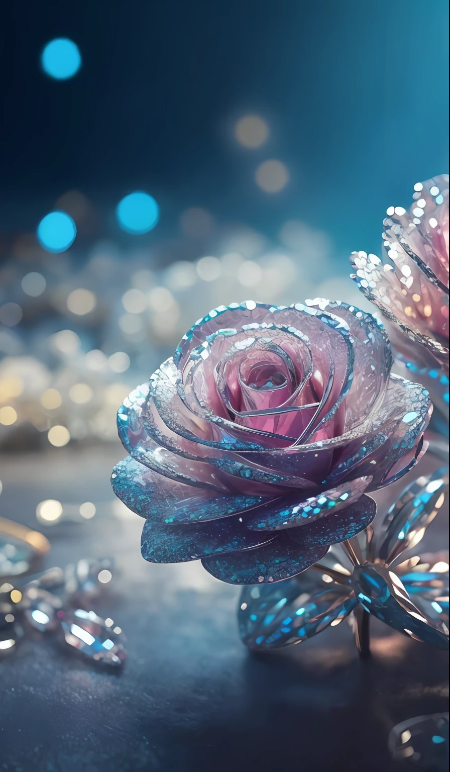 Crystal shoes and crystal roses, fanciful, galaxias, cleanness, glittery, glittery, Splendor, Colorful, Amazing photography, dramatic lighting, photo-realism, ultra - detailed, 4K, depth of fields, A high resolution