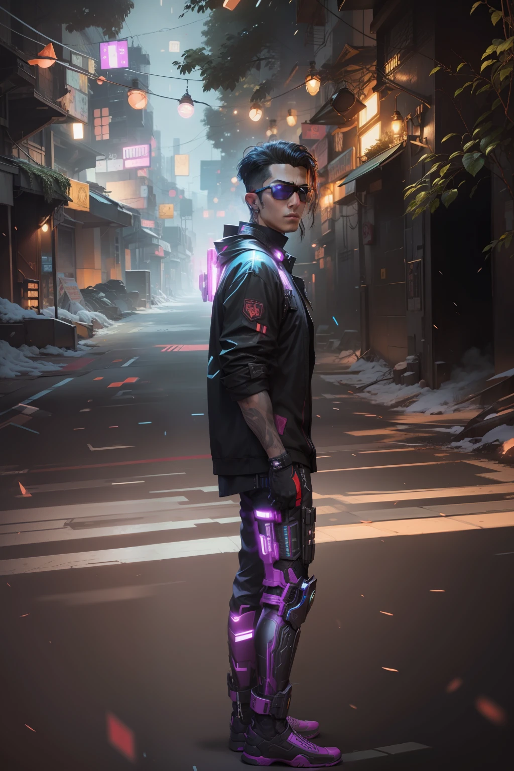 Change background cyberpunk handsome boy realistic face