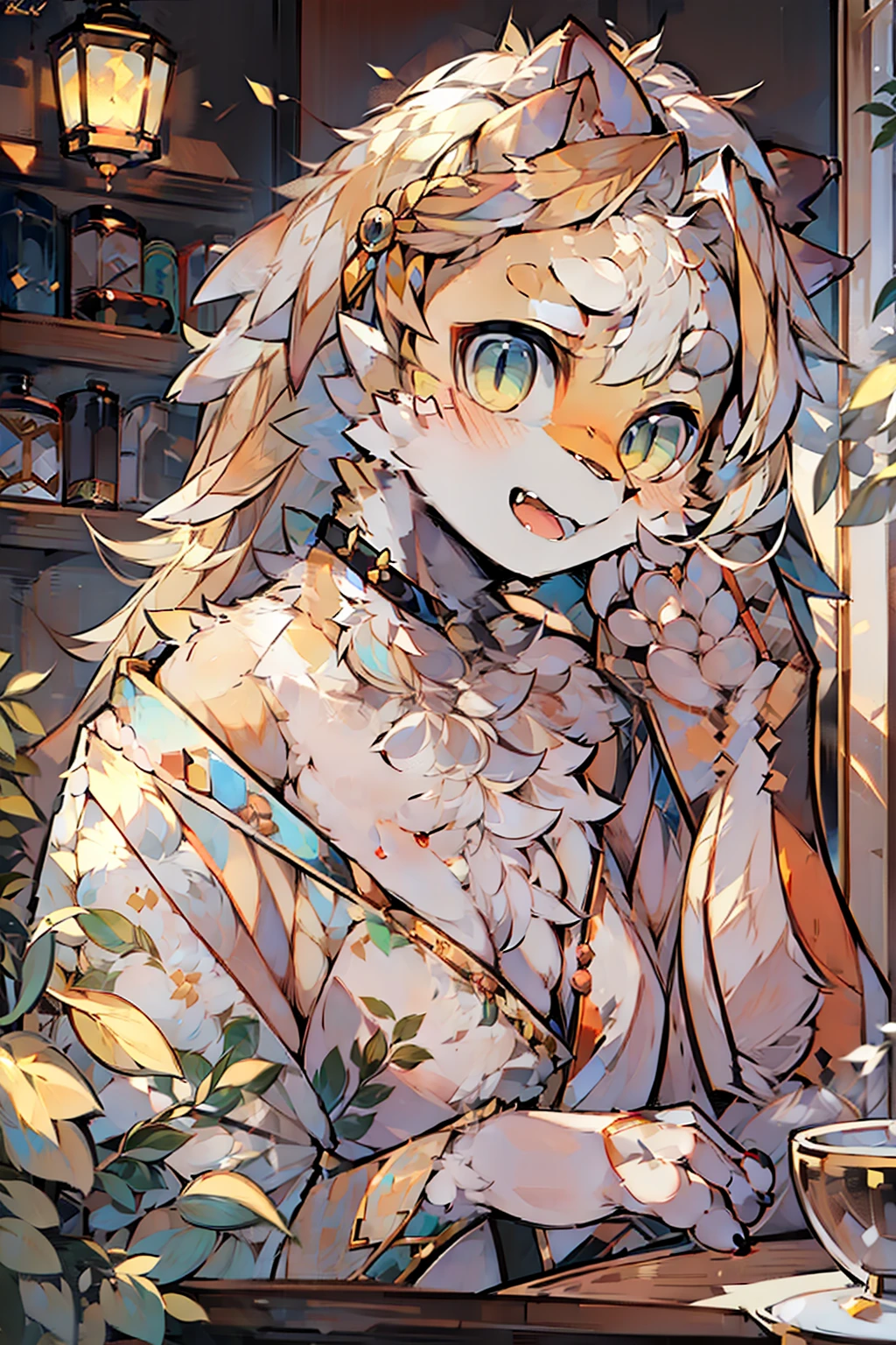 (top-quality), (masterpiece), (1girl in), 独奏, Chinese girl, >, 20yr old, 8k protrait photo, 3/4 shot, depth of fields, NSFW, (Indoors), blonde hair, ultra-detailliert, bare shoulders, Good anatomy, beatiful detailed eyes, a picture, bokeh dof, tiny chest、Full body like