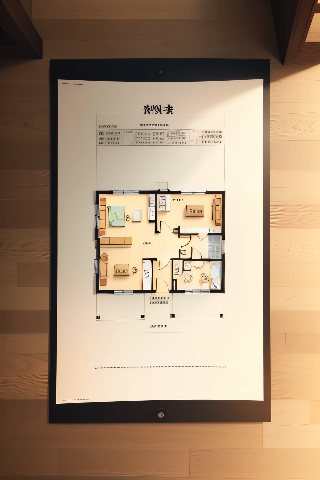 Floor plan(A piece of paper),size( 5*2.5),colours:Senban-iwa