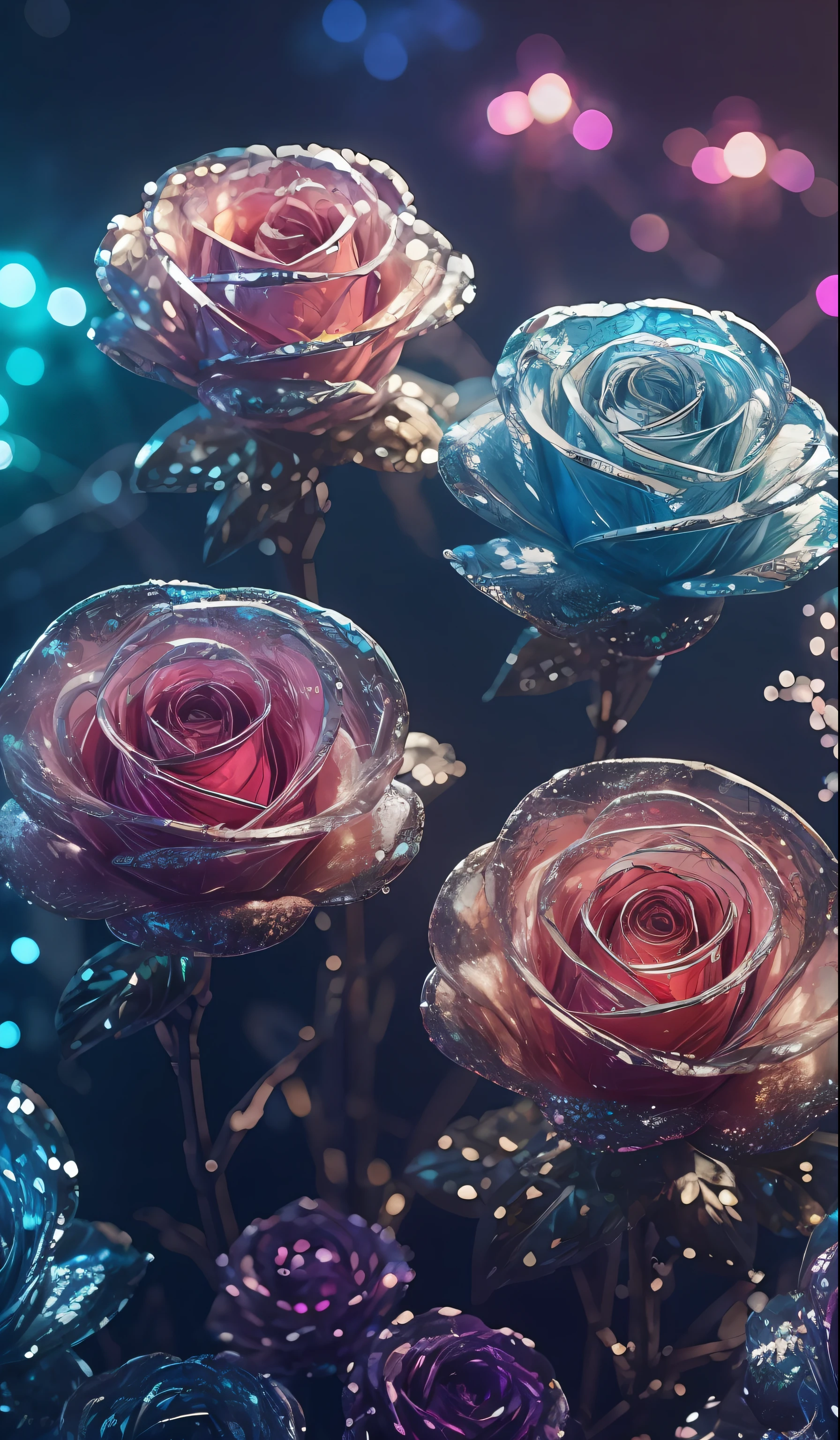 Crystal shoes and crystal roses， fanciful, galaxias, cleanness, glittery, glittery, Splendor, Colorful, Amazing photography, dramatic  lighting, photo-realism, ultra - detailed, 4K, depth of fields, A high resolution