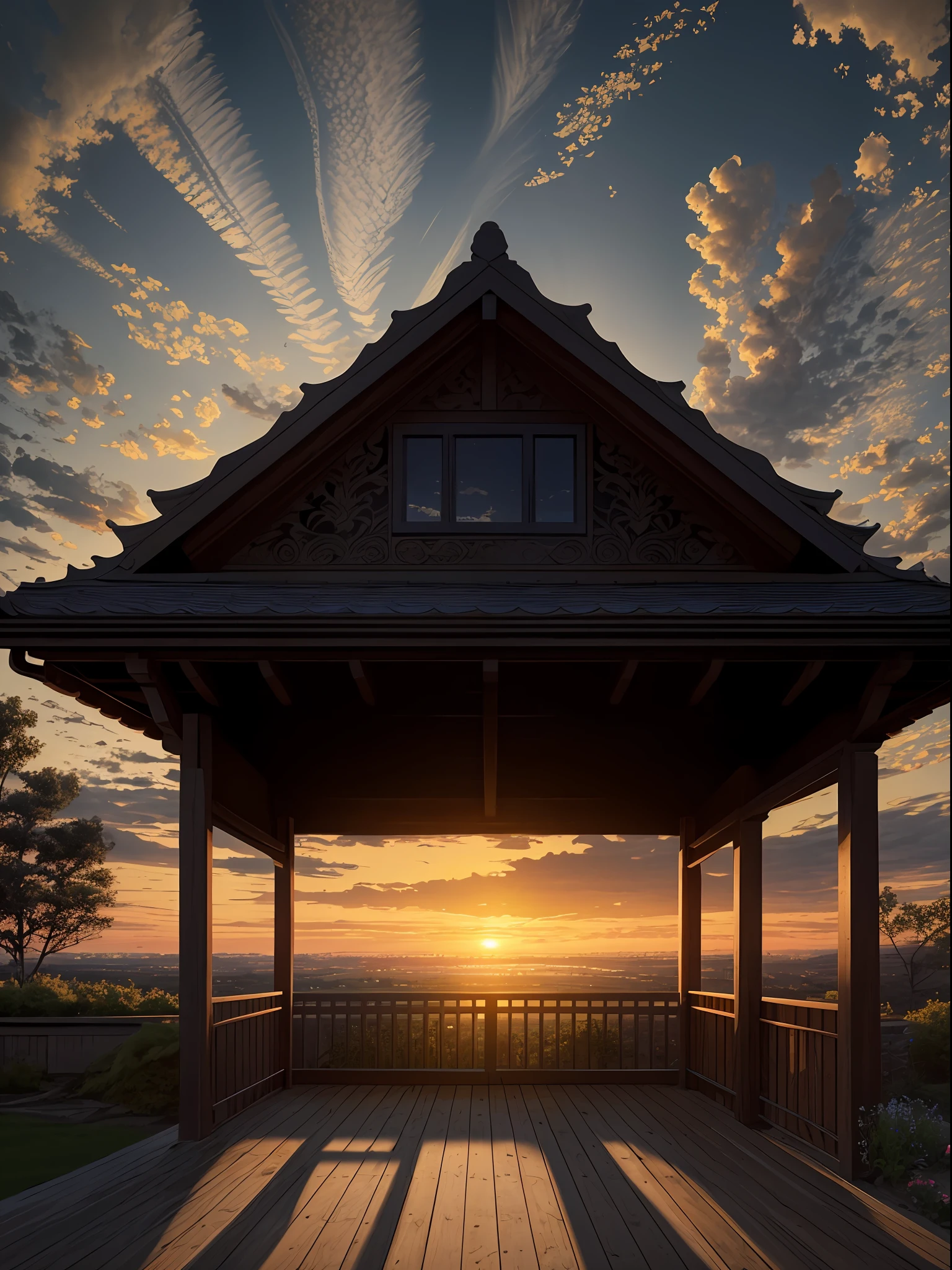 highres, imagination, (realistic), clear skies, composition, sunset, (hdr:1.5), outdoors, intricate details,