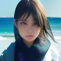 realistic woman、phot、beach