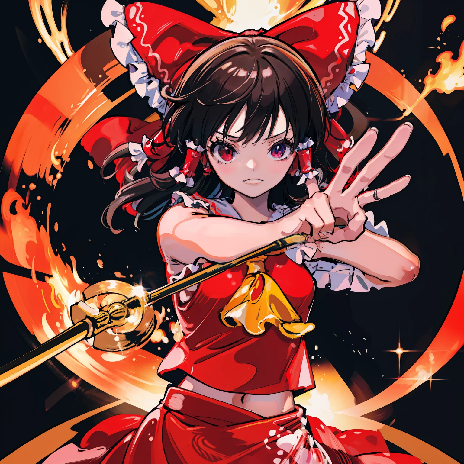 masutepiece, Fine detail, 4K, 8K, 12K, Solo, One Person, Beautiful Girl, caucasian female, reimu hakurei, Upper body