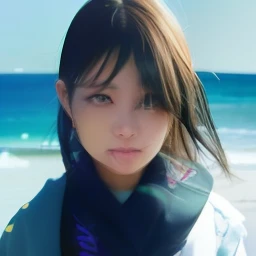 realistic woman、phot、beach