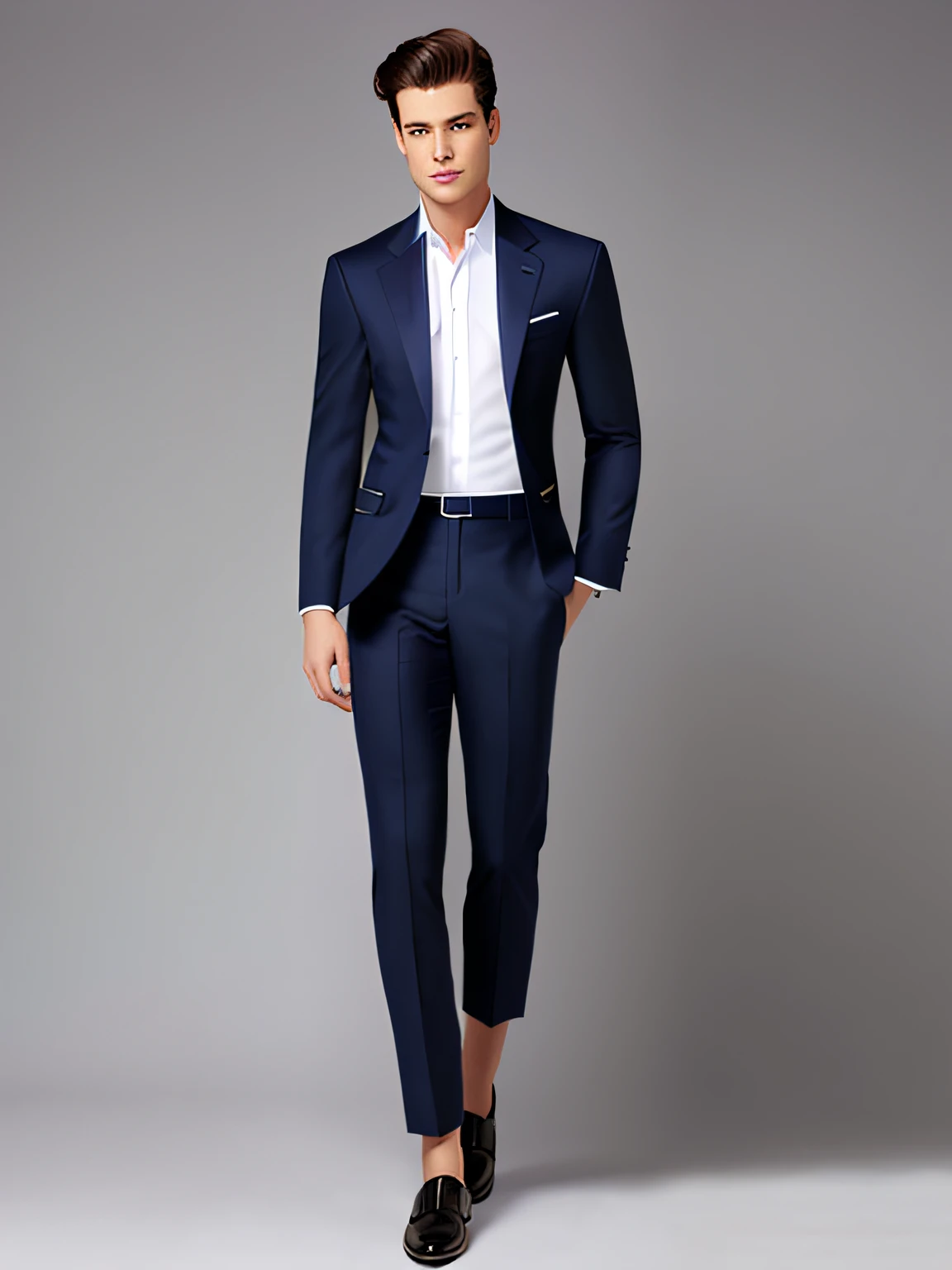 Navy blue suit,Black trousers