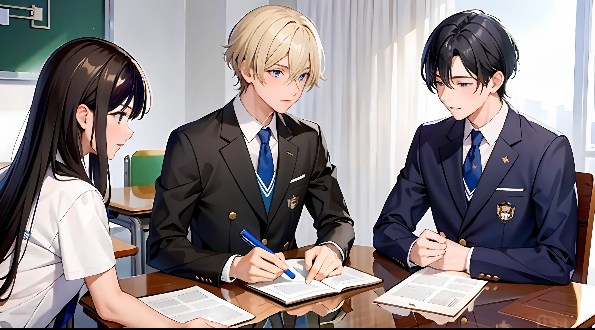 (Masterpiece, Highest Quality) Men, High School Students, Uniforms, Schools,