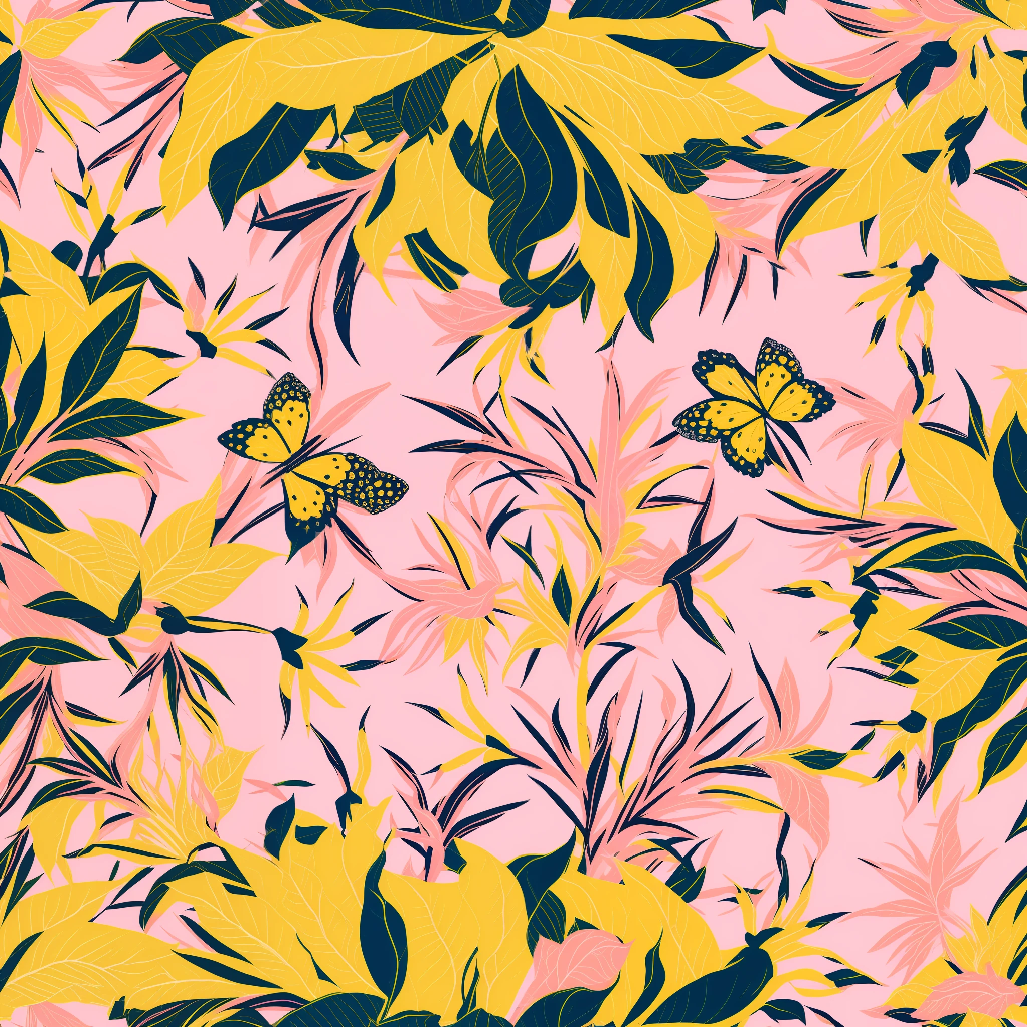 A yellow and pink pattern with on a pink background