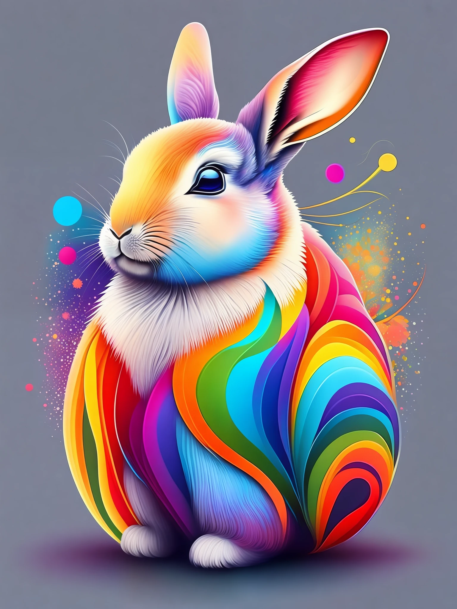 the colorful abstract of cute rabbit, (colorful,high detailed,vector-art)