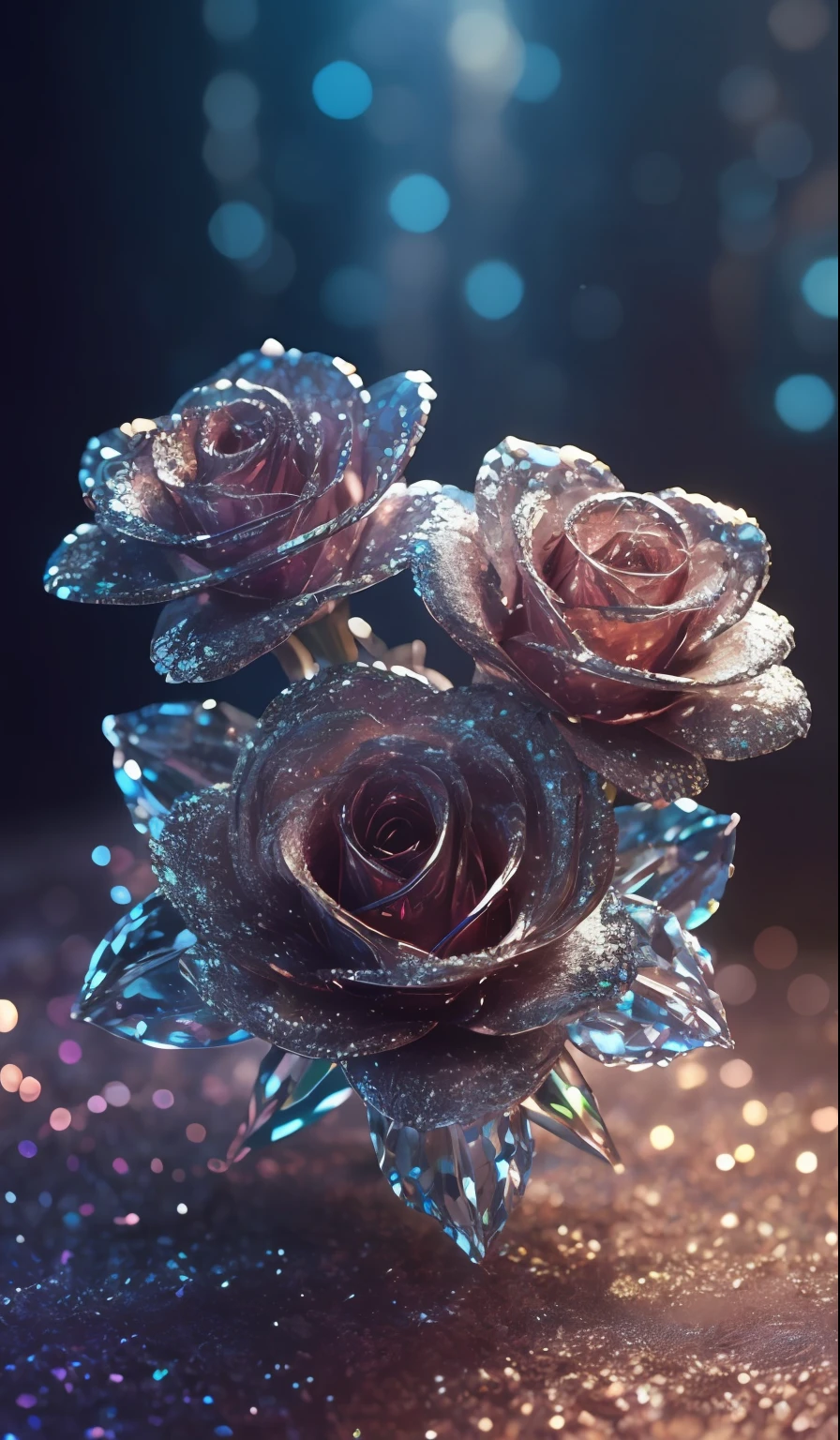 Crystal shoes and crystal roses， fanciful, galaxias, cleanness, glittery, glittery, Splendor, Colorful, Amazing photography, dramatic  lighting, photo-realism, ultra - detailed, 4K, depth of fields, A high resolution