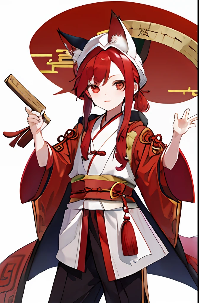 Kizi,redheadwear,fox ear,Ancient Chinese clothing,full bodyesbian,robe,shorter pants,long whitr hair,redheadwear,Set the chart