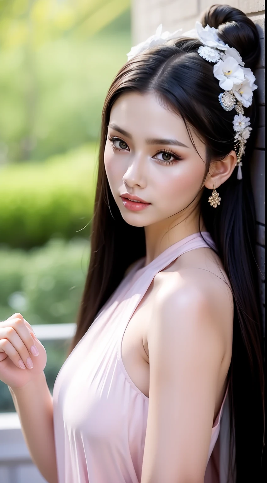 Fashion model 20 years old [[[[closeup cleavage]]]], [[[[boobgasm]]]], [[[[coll]]]], [[[[bshoulders]]]], perfect  eyes, Perfect iris，Perfect lips，perfect teeth，Perfect skin，Long face，slender nose，tall nose bridge，Soft front light，hdr，Movie girl，Simple hairstyle，light make-up，Casual，（pastel colour：1.2）