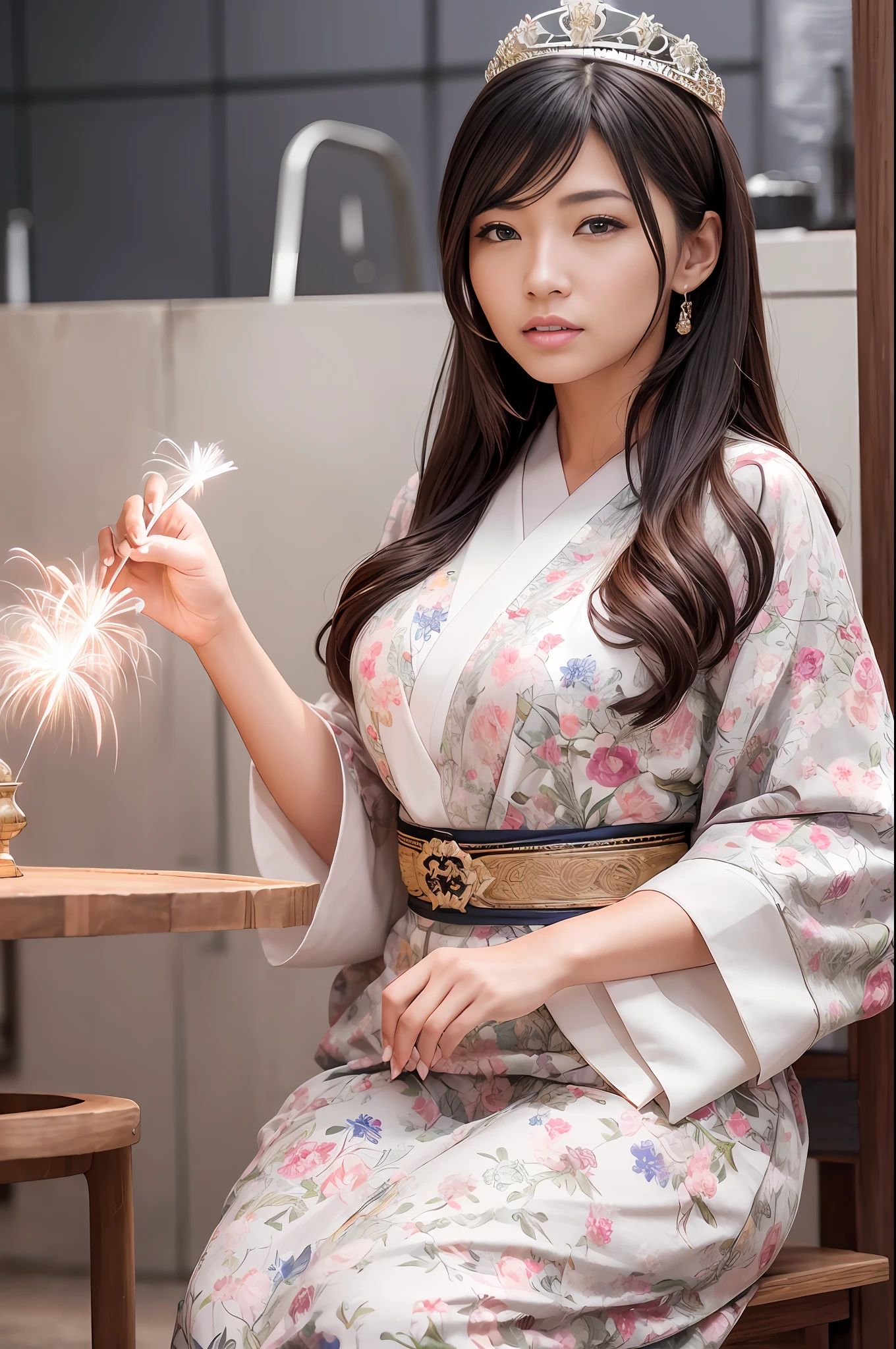 Realistic phot、Meritoaten、Highly detailed detail、Ankhesenamen、👩🏽🦰、Beautuful Women、A queen、Japan best fireworks display