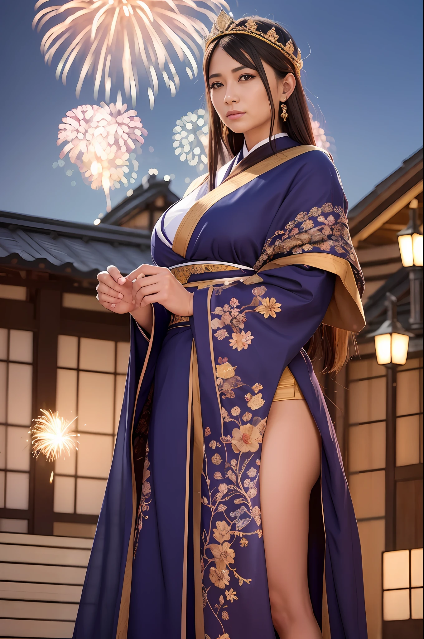 Realistic phot、Meritoaten、Highly detailed detail、Ankhesenamen、👩🏽🦰、Beautuful Women、A queen、Japan best fireworks display