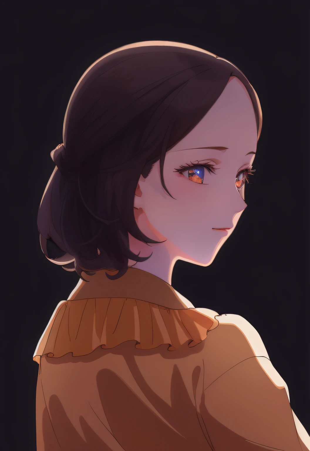 "brunette color hair、The anime girl in the brown shirt turned her head slightly,Under the art style of Beauvot,Fanart described in detail,Beautiful portraits,Full-fledged color portrait,Highly detailed fanart,Stylized portraits,flat anime style shading,Girl portrait makes people🤤,2D illustration,colored sketch,Anime style portrait,Digital anime illustration,Highly detailed representation of gentle characters。"