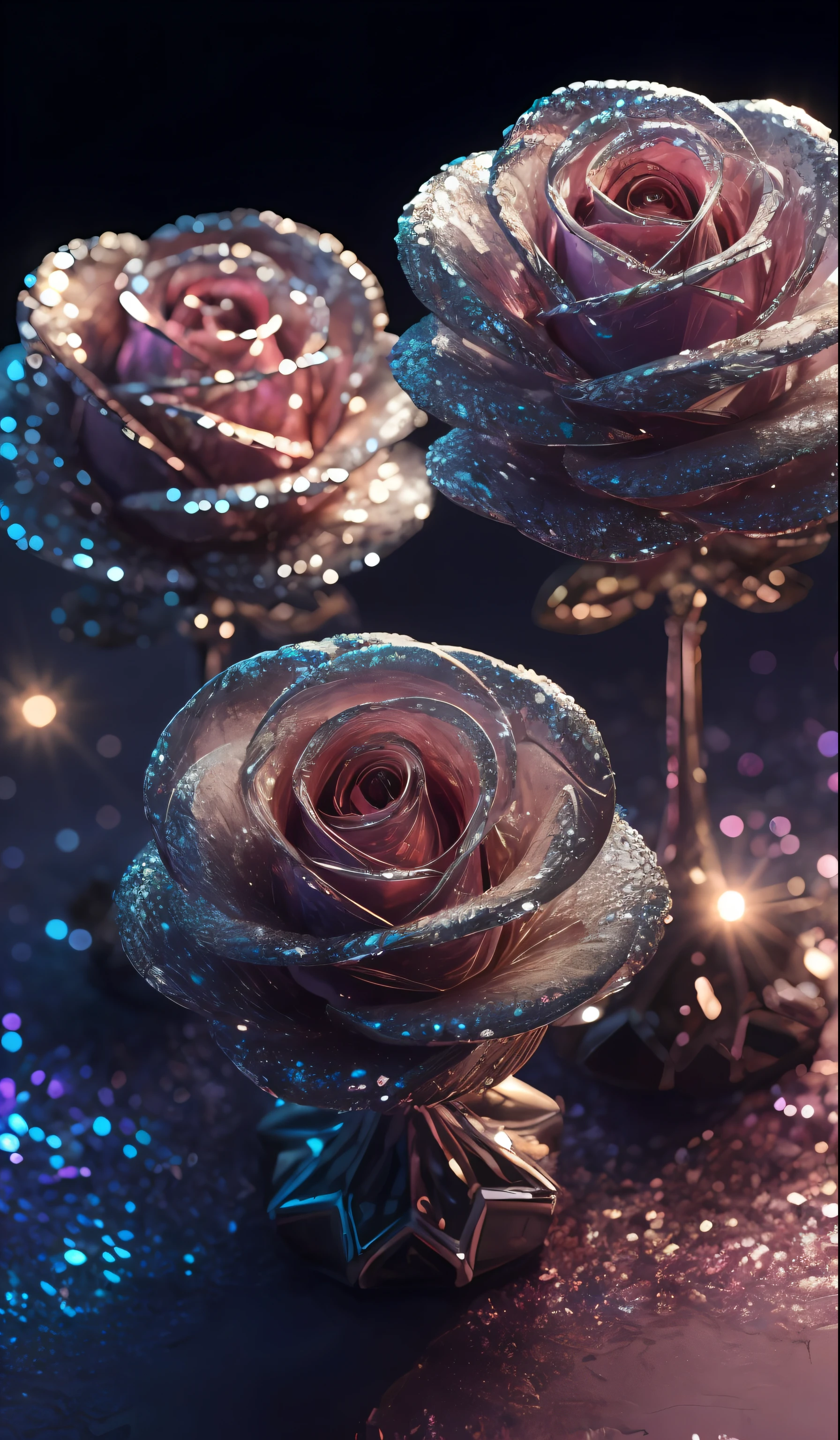 Crystal shoes and crystal roses， fanciful, galaxias, cleanness, glittery, glittery, Splendor, Colorful, Amazing photography, dramatic  lighting, photo-realism, ultra - detailed, 4K, depth of fields, A high resolution