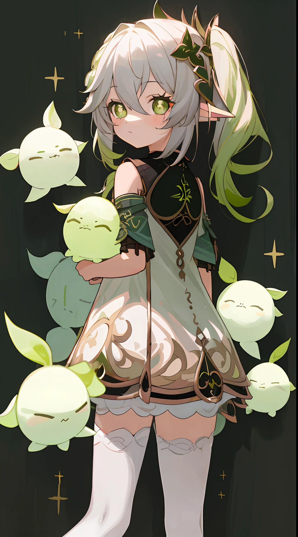 (tmasterpiece:1.2), best qualtiy, tmasterpiece, Original, extremelydetailedwallpaper, (VerydetailedCG:1.2),Best quality at best,1girll,独奏,Nahida_Genshin,cross-shaped pupils,Be aware of, Mannequin