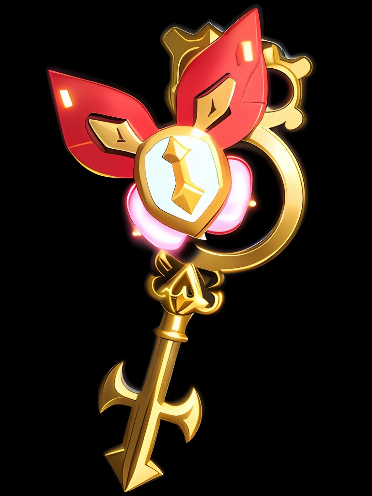 A key,Item icons in 2D games like Zelda,There are two cat ears on it,The style of Ilustatian design,In Studio Ghibli style,bunnycore,Use pastel colors,Red,Black and gold,Tilt-Shift,Close-up(CU)