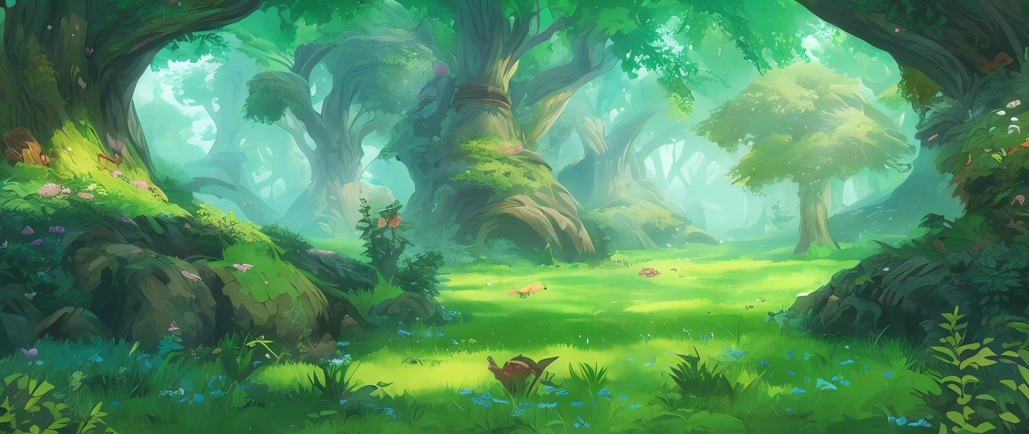 Alates in the green forest, ancient wood environment, Stylized concept art, fantasy forest environment, elf forest background, Stylized scenes, Stylized game art, made of tree and fantasy valley, realism in style of fornite game, Detailed environment, fairy kingdom forest, Stylized rendering, Stylized rendering