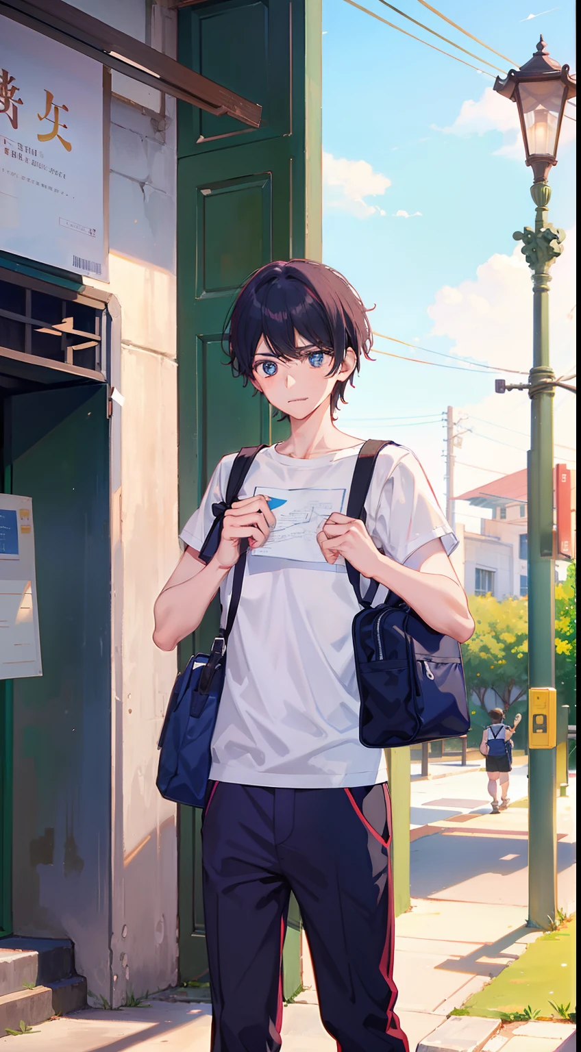 A boy at the university gate