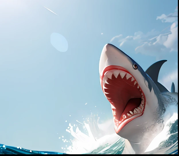 megalodon，frontage，4K，Ferocious，Sharp teeth,the shark，adolable