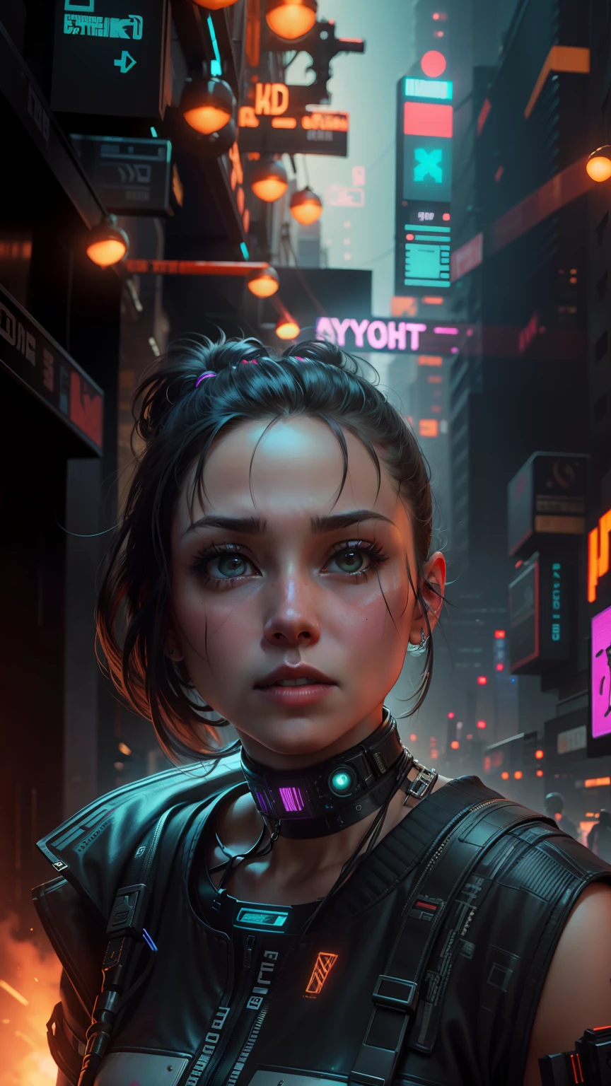 Change background in cyberpunk, realistic face, ultra HD quality, cinematic lighting, a beautiful girl, 8k, no original face change