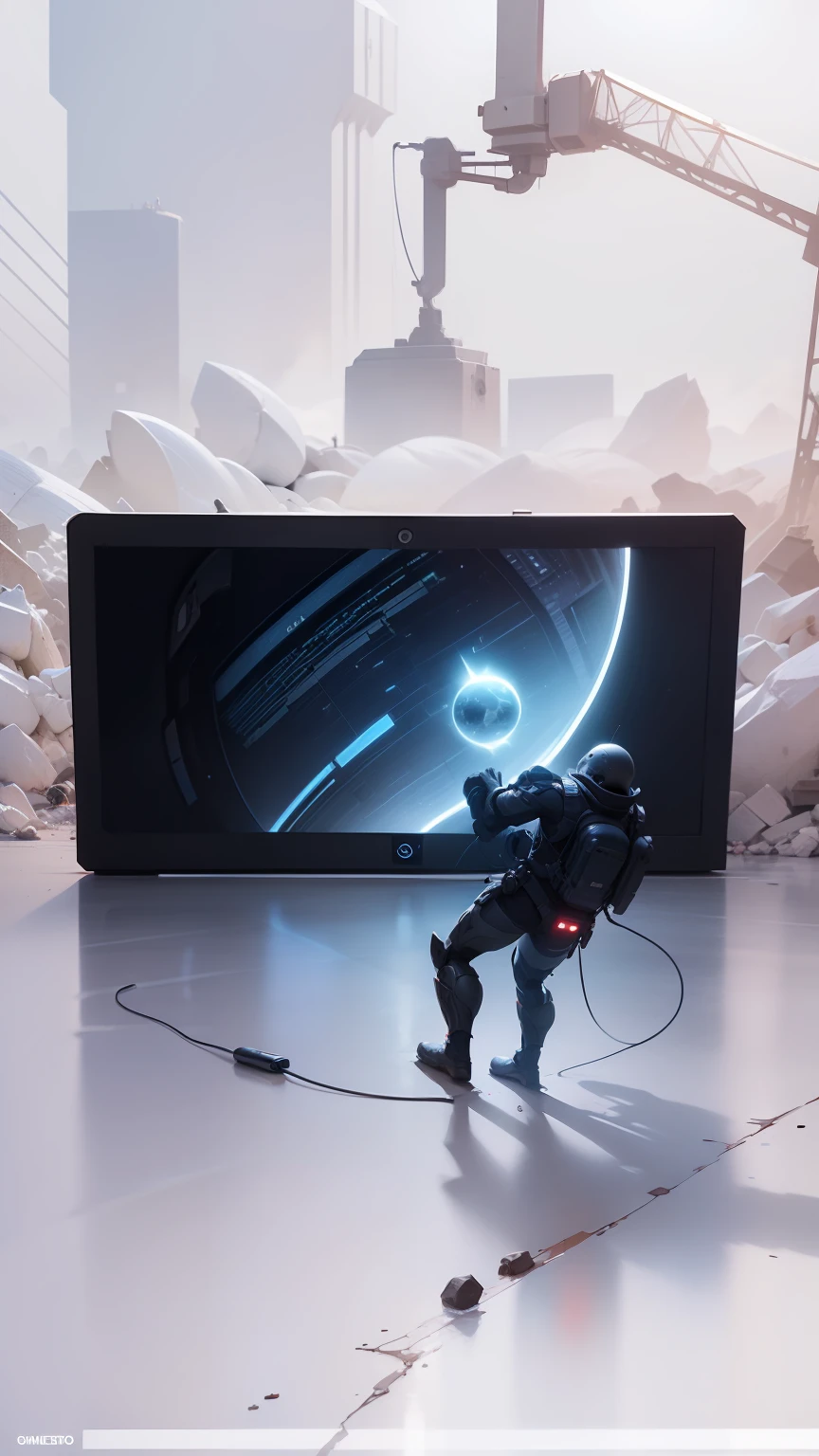 National tide poster,Technologie,(Dark background),(In the center of the poster is a large screen),(Below the screen is a platform),(screen glow),32K,detail-rich,plethora of colors,Beautiful and sci-fi,high detal(The scene in the screen is 3D),(Human body structure:2.0),(live footage:1.8)high detal,Meticulous sketches,Realistic scenes,Real mechanism,Cinematic lighting,Ultimate HD picture quality,Hollywood-style character detail rendering,Clear character elements,The faces and bodies of the characters are carefully depicted