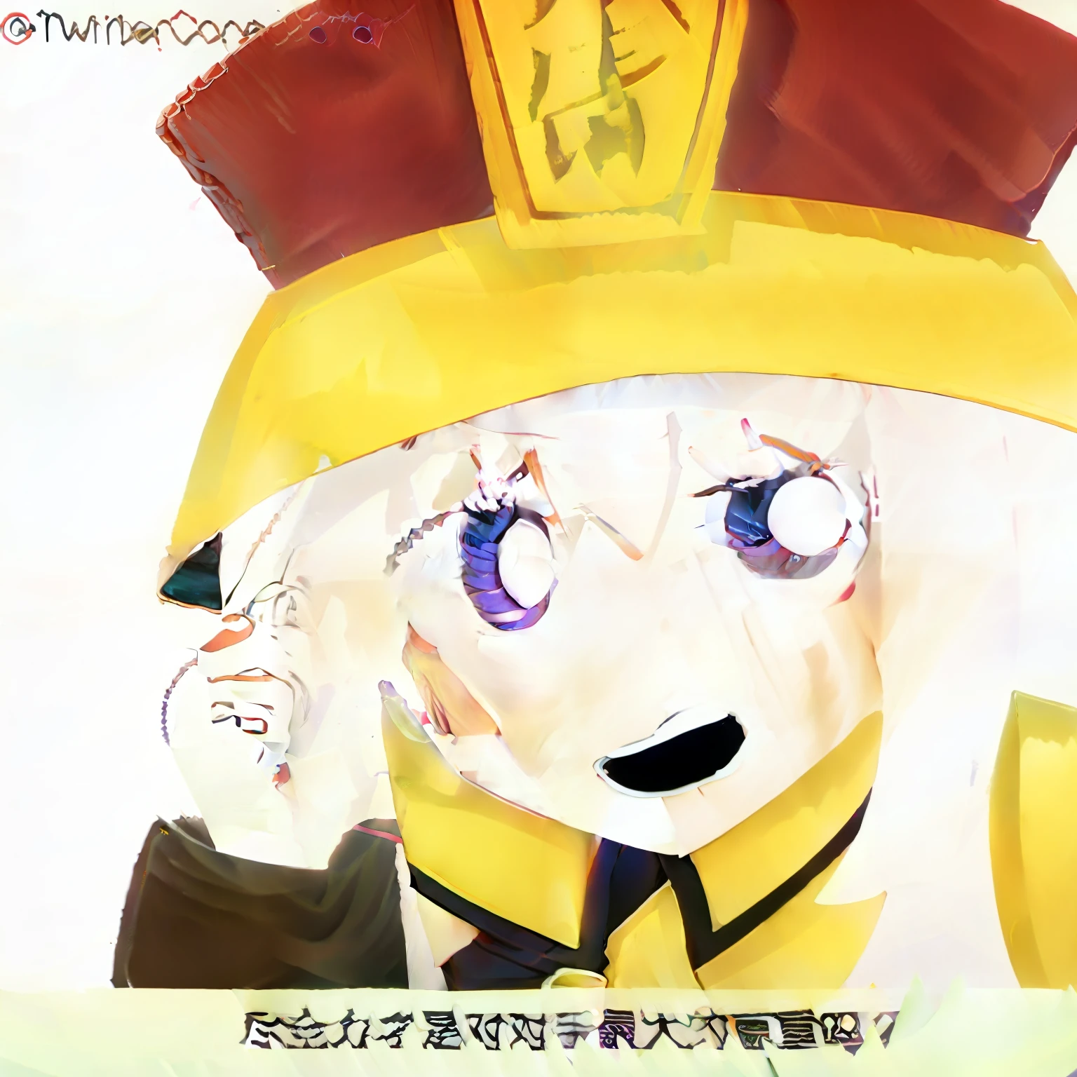 with short white hair,The hair roots are slightly upturned,M-shaped bangs,Purple eye,quadratic element,cartoony,Qing dynasty dragon robe,Sleeve that blocks the hand