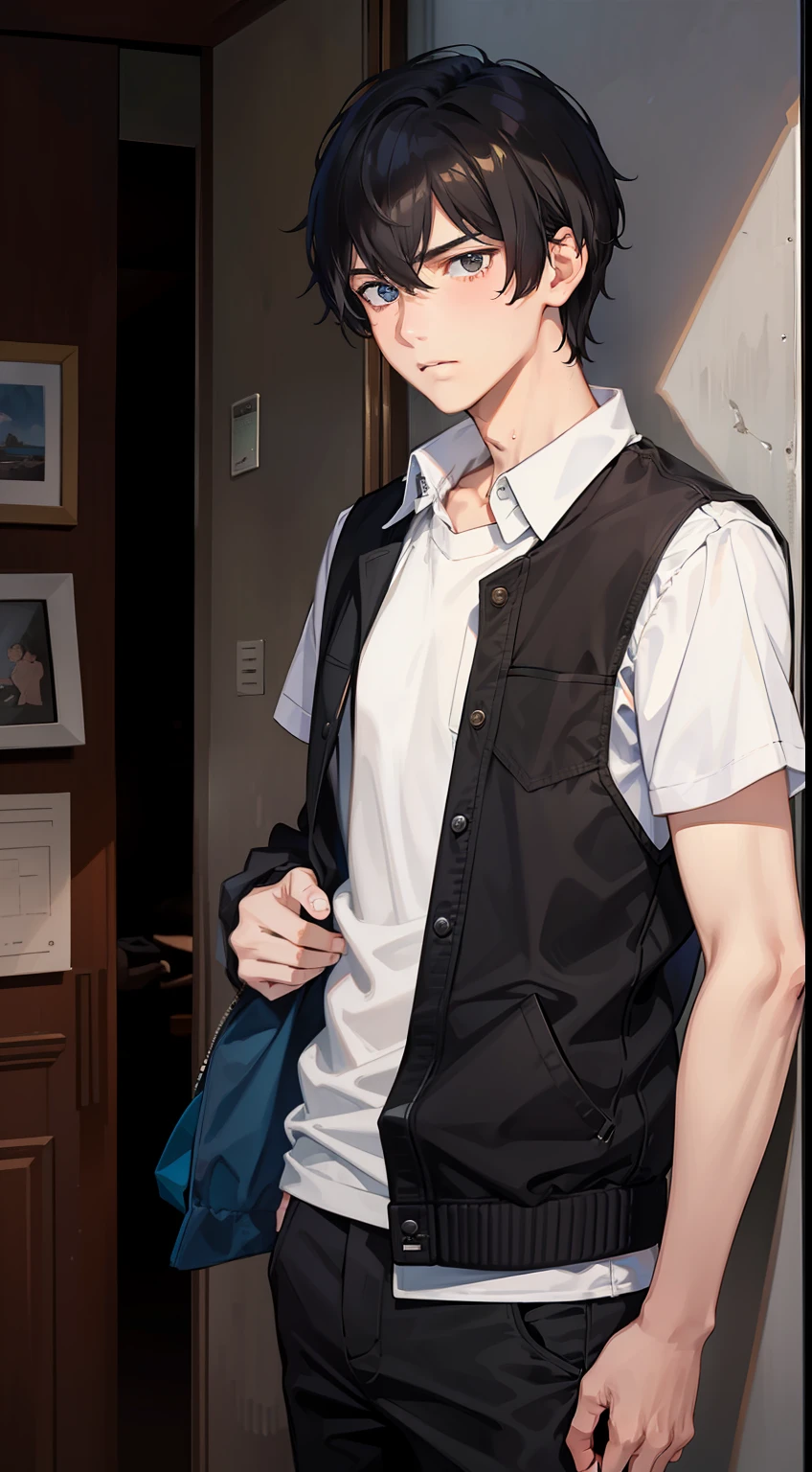 The unwilling expression of an 18-year-old boy