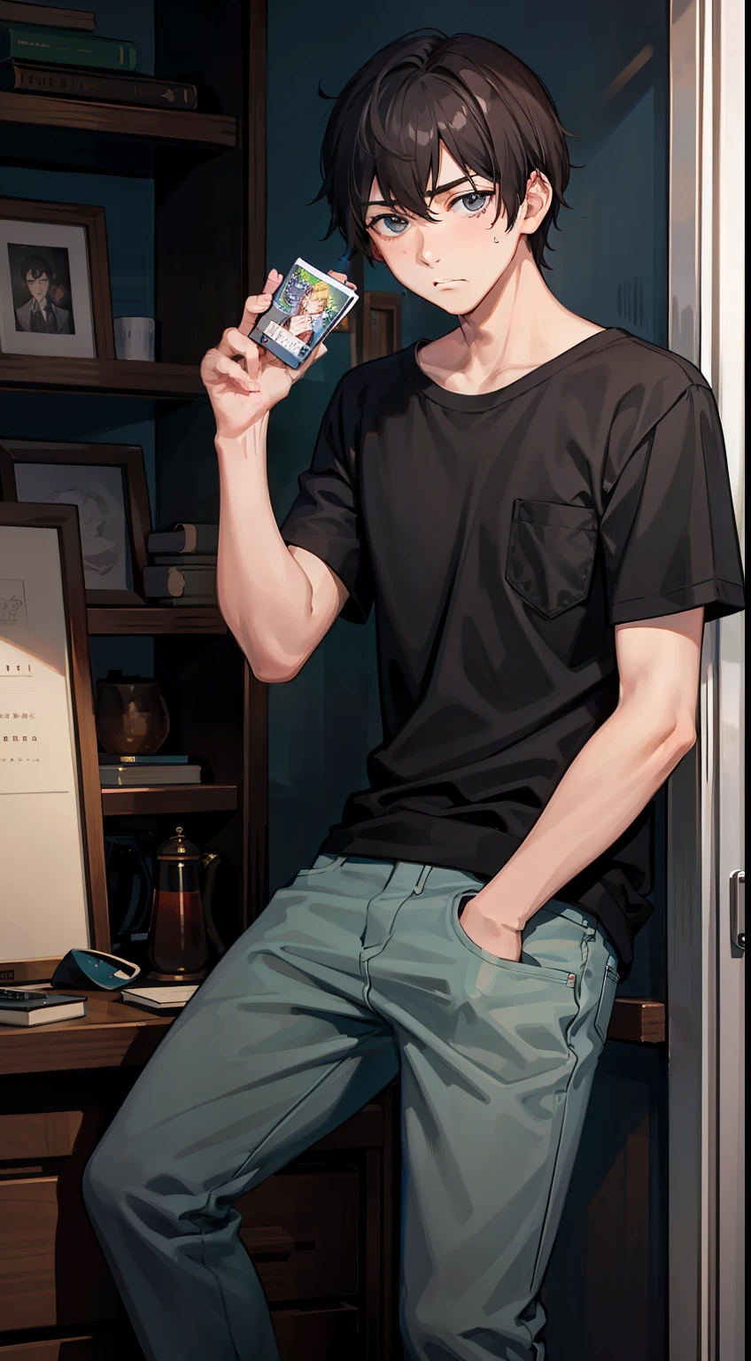 The unwilling expression of an 18-year-old boy