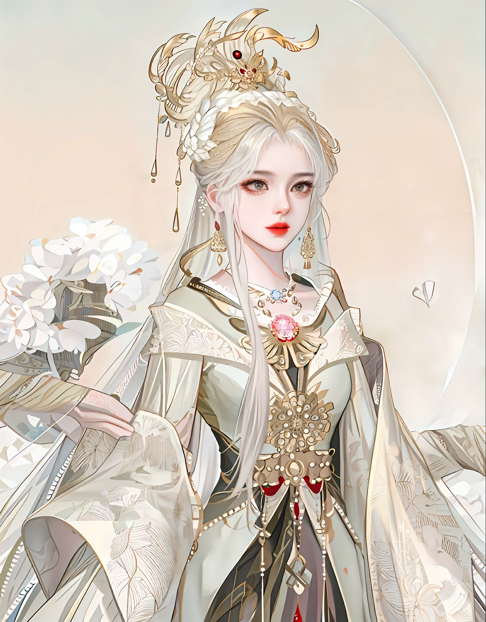 oriental girl,Works of masters,Best picture quality,Higher quality,high detal, 超高分辨率, 8K分辨率, depth of fields, cinematic photogtaphy, intricately details, carefully, meticuloso, glorious, max detail, extreme beautiful, (((1girll, 独奏))), 18yr old, long whitr hair, brunette color hair, white skinned, A picture, tmasterpiece, (Best picture quality), Higher quality, high detal, 超高分辨率, in a panoramic view, Exquisite facial features, s the perfect face,