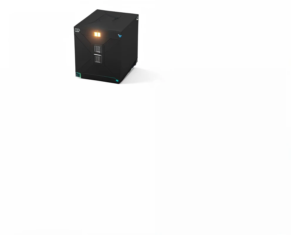 cube shaped, Sci-fi box,Rich in detail,Chamfer details,There is a sense of technology,caisson,The box has line decoration,There are partial points of light