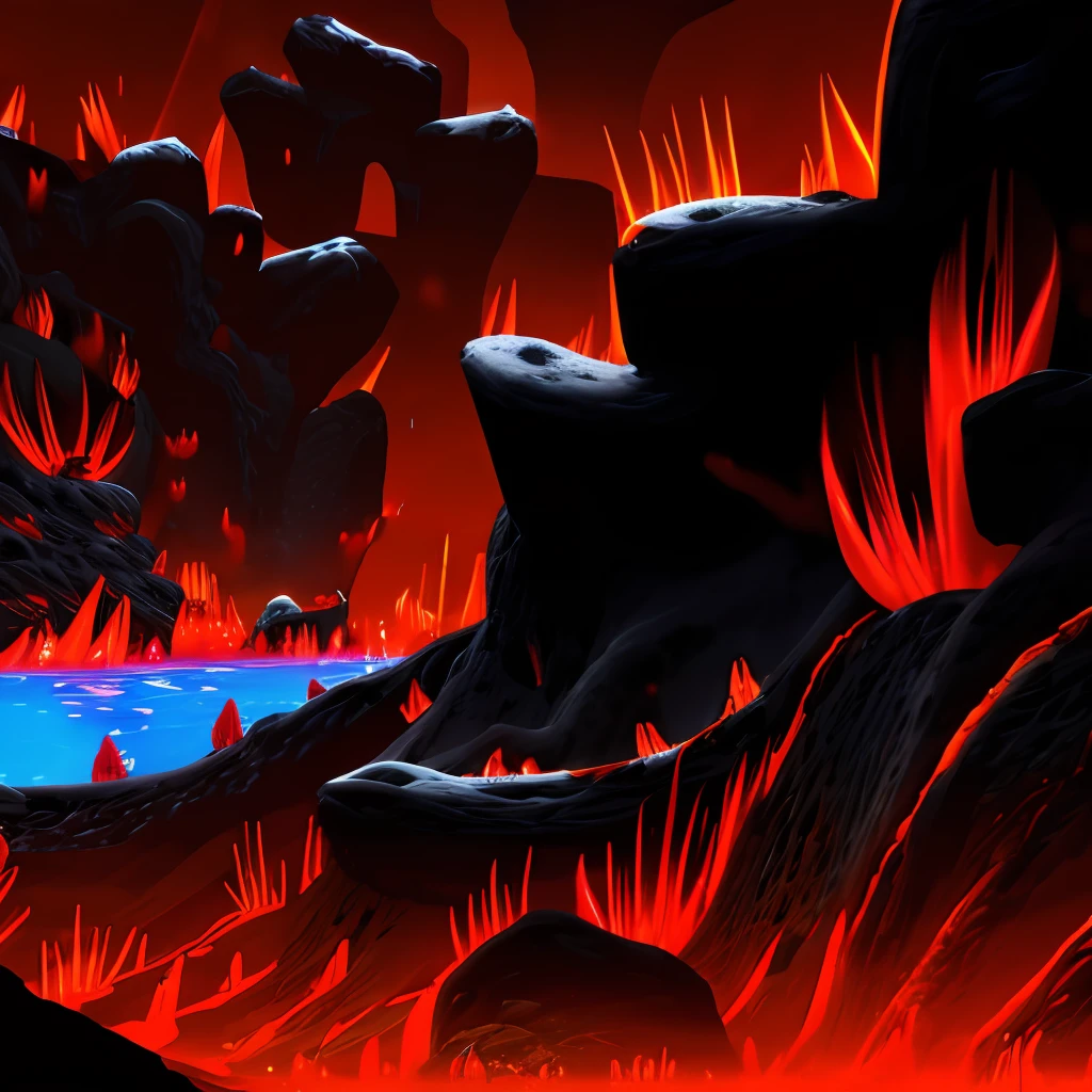 Close-up of lava surface with red glow, Lava texture, cracks of magma, Glowing cracks, Volcano texture, Hell background, Fire textures, Flame lava, Hellfire background, background of a lava river, game texture, background artwork, molten, made of lava, molten lava, flame stones are scattered, Burning battlefield background, volcanic background