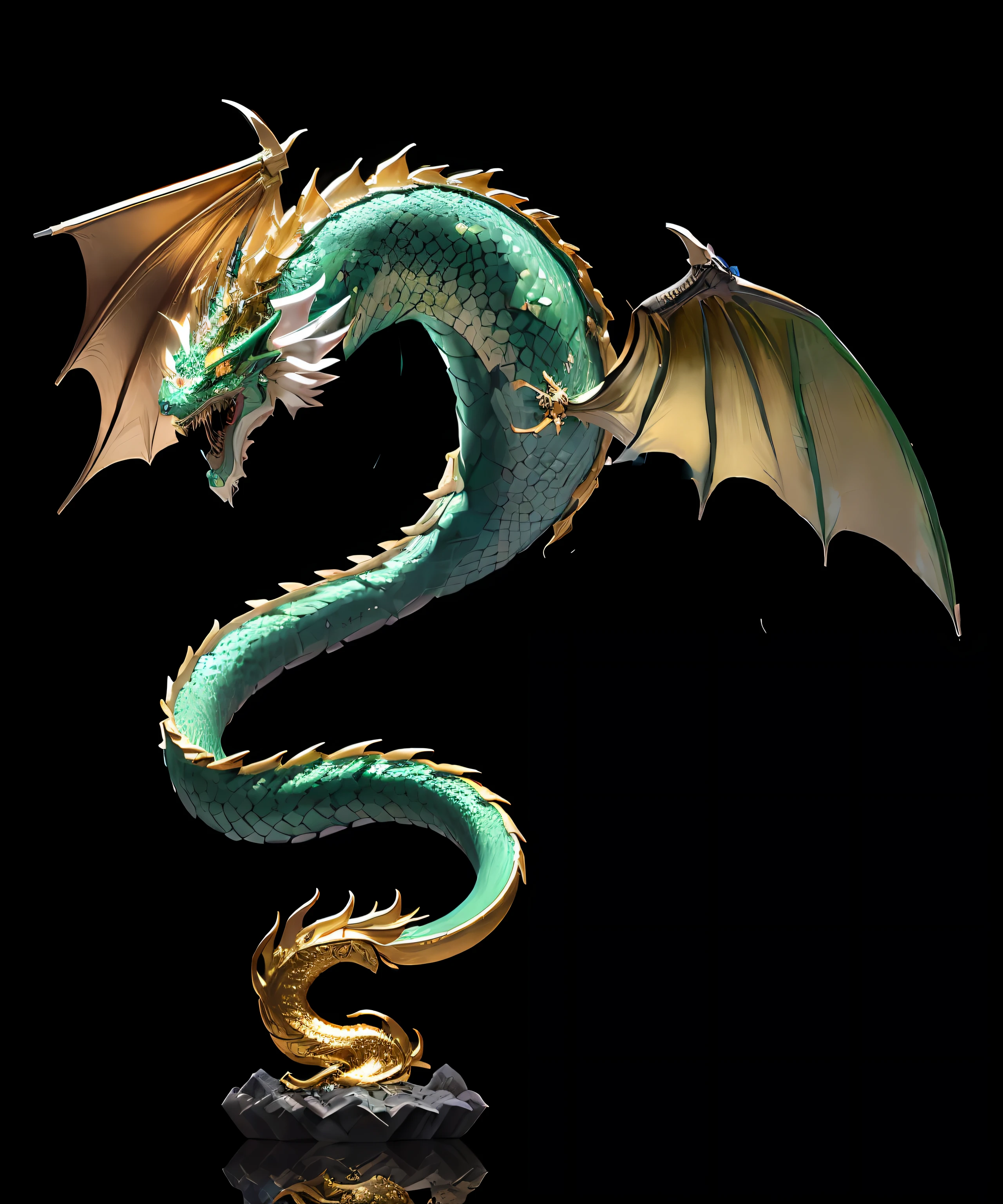 Head with both eyes in sight, olhos fixos, olhos penetrantes, olhos assustadores, dois chifres dourados, gleaming horns and diamond-studded head, rubis e esmeraldas, Concept art on the head of this Chinese dragon, Jormungandr, Barlowe 8K altamente detalhado, dragon head winner of ZBRUSH contest, com chifres exuberantes, dourados, pedras precisoas, museum piece, ((melhor qualidade)), ((obra-prima)), 8K, altamente detalhado