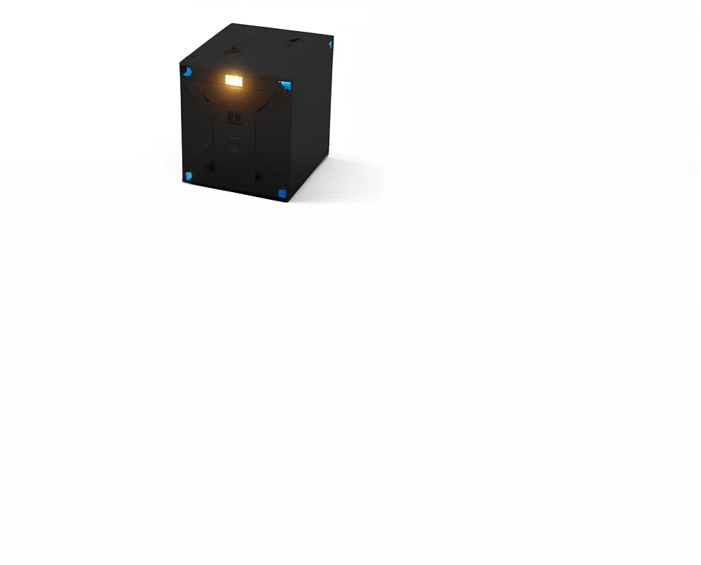 cube shaped, Sci-fi box,Rich in detail,Chamfer,There is a sense of technology,caisson,The box has line decoration,There are partial points of light,Increase box chamfer