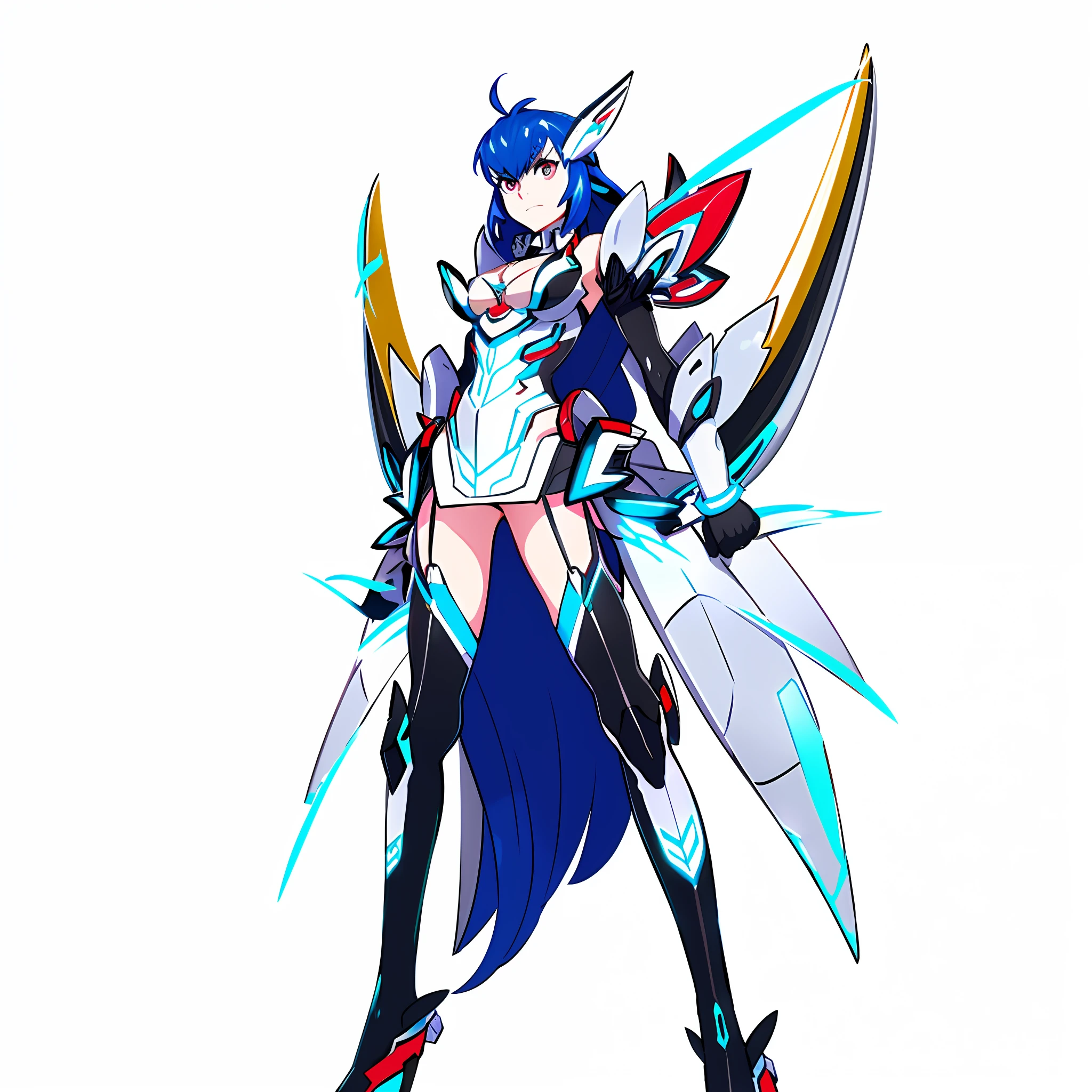 Close up portrait of woman in winged white and black costume, Official Character Art, katana zero video game character, mechanized valkyrie girl, valkyrie style character, angel knight girl, Ryuko Matoi, Kill la Kill, beautiful cyborg angel girl, fighting game character, kill la kill illustration, 3 d render official art, angel in plastic armor