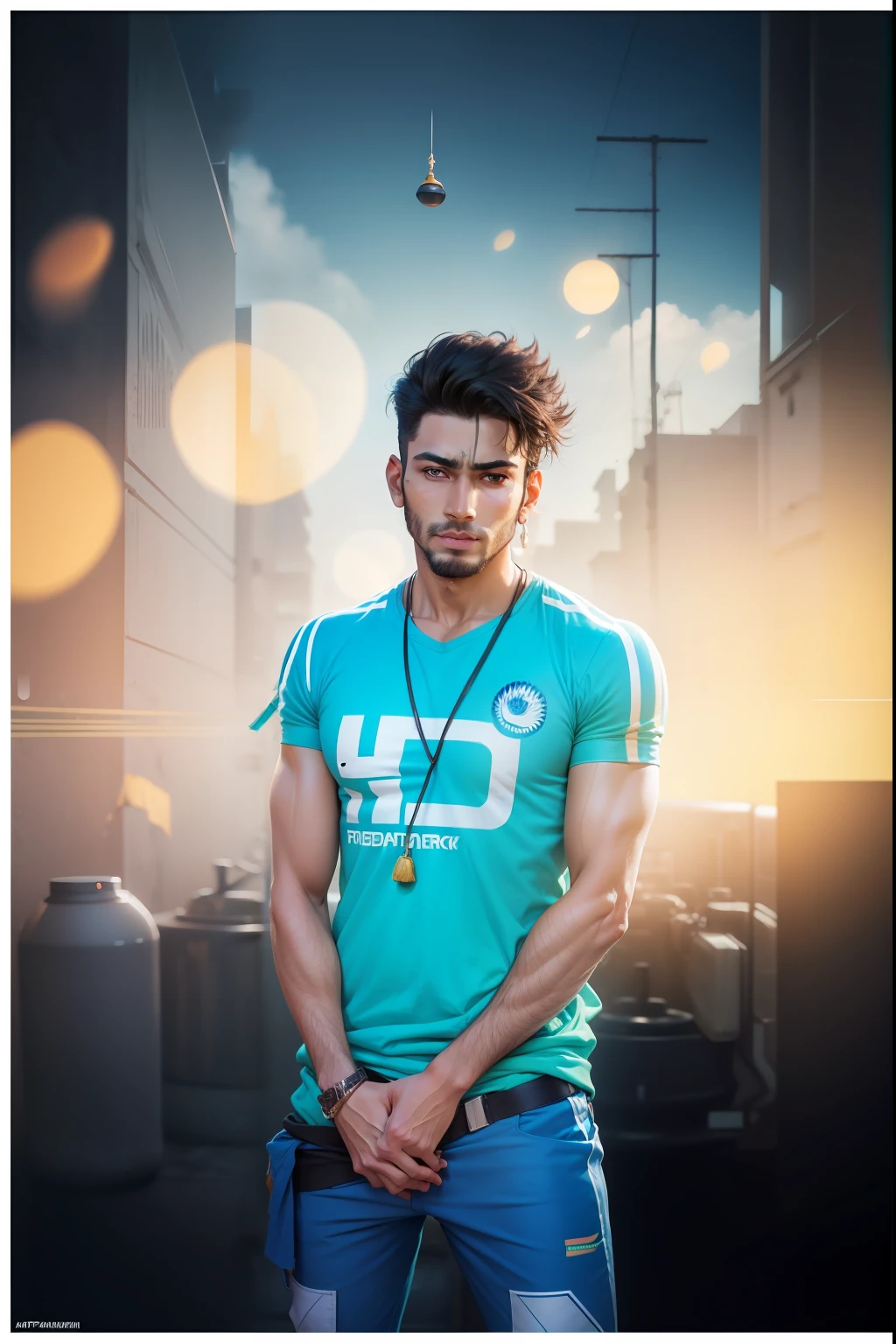 Indian flag background syperpunk handsome boy ultra realistic with digestive enzymes