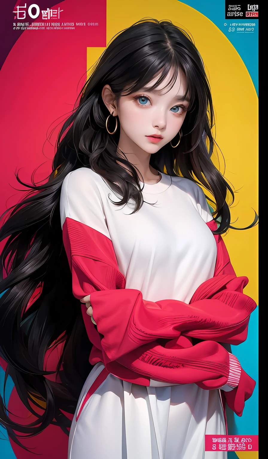 Best quality, Works of masters, A high resolution, 1girll, Super beautiful face, super beautiful eye, Super beautiful hair,Trendy outfits,MagazineCover,Sexy and enchanting,Color explosion,