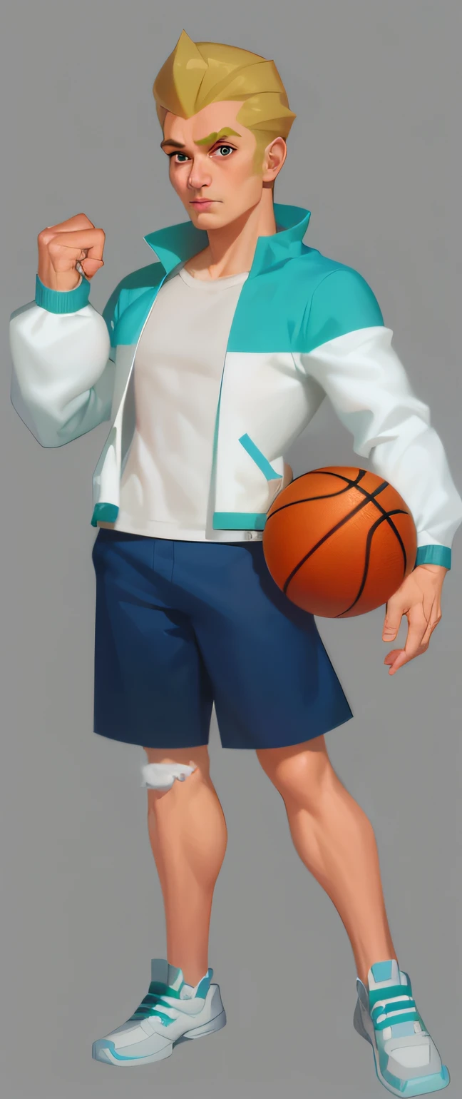 Cartoon man with basketball in hand, full body detailing, official character art, drawn in anime painter studio, full-body portraits, unrealistic character concept, full body portrait of a short!, Stylized anime, dribble contest winner, official character illustration, anime style character, full body character portrait, character full body portrait, full body character portrait, Strong man