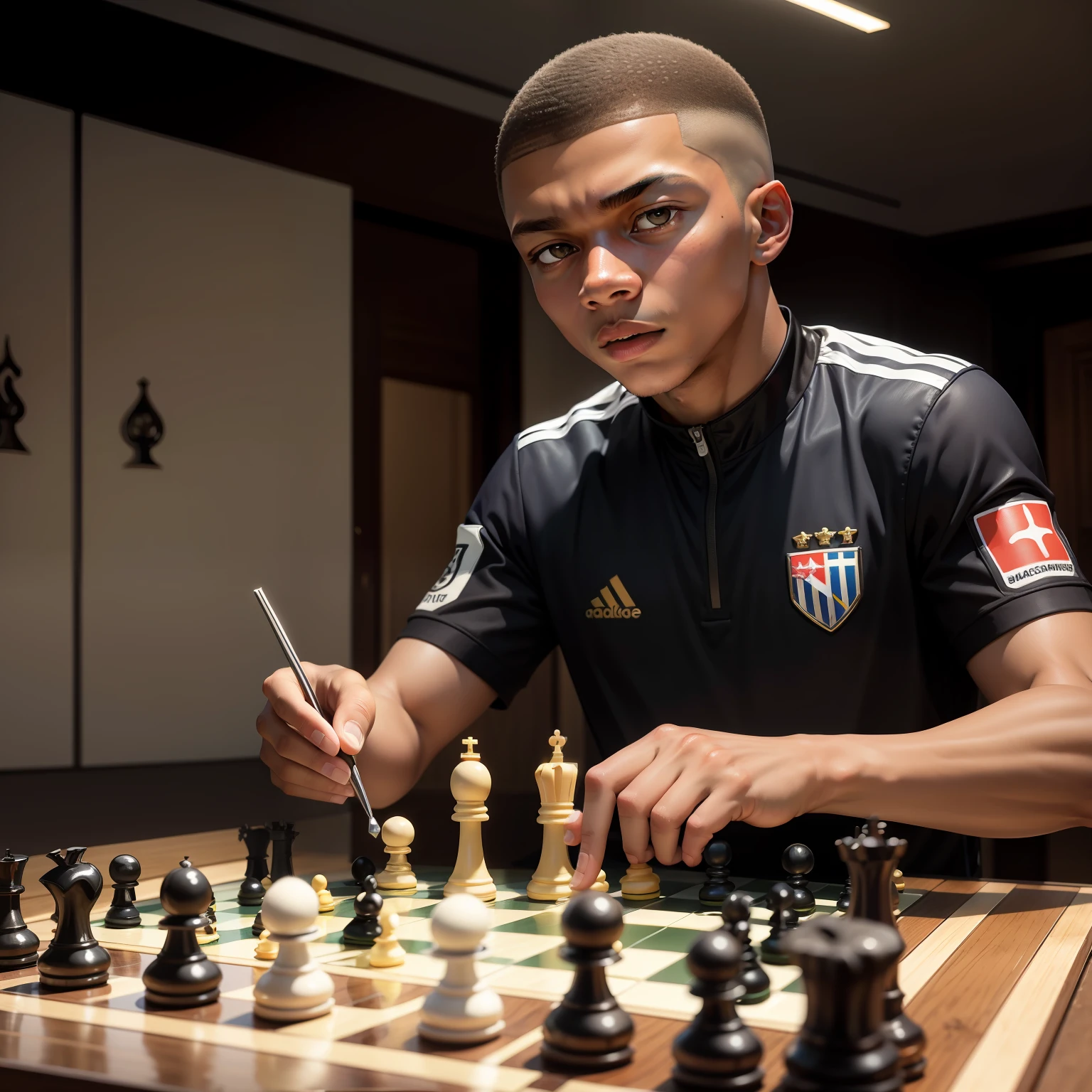 A Mbappe playing chess。