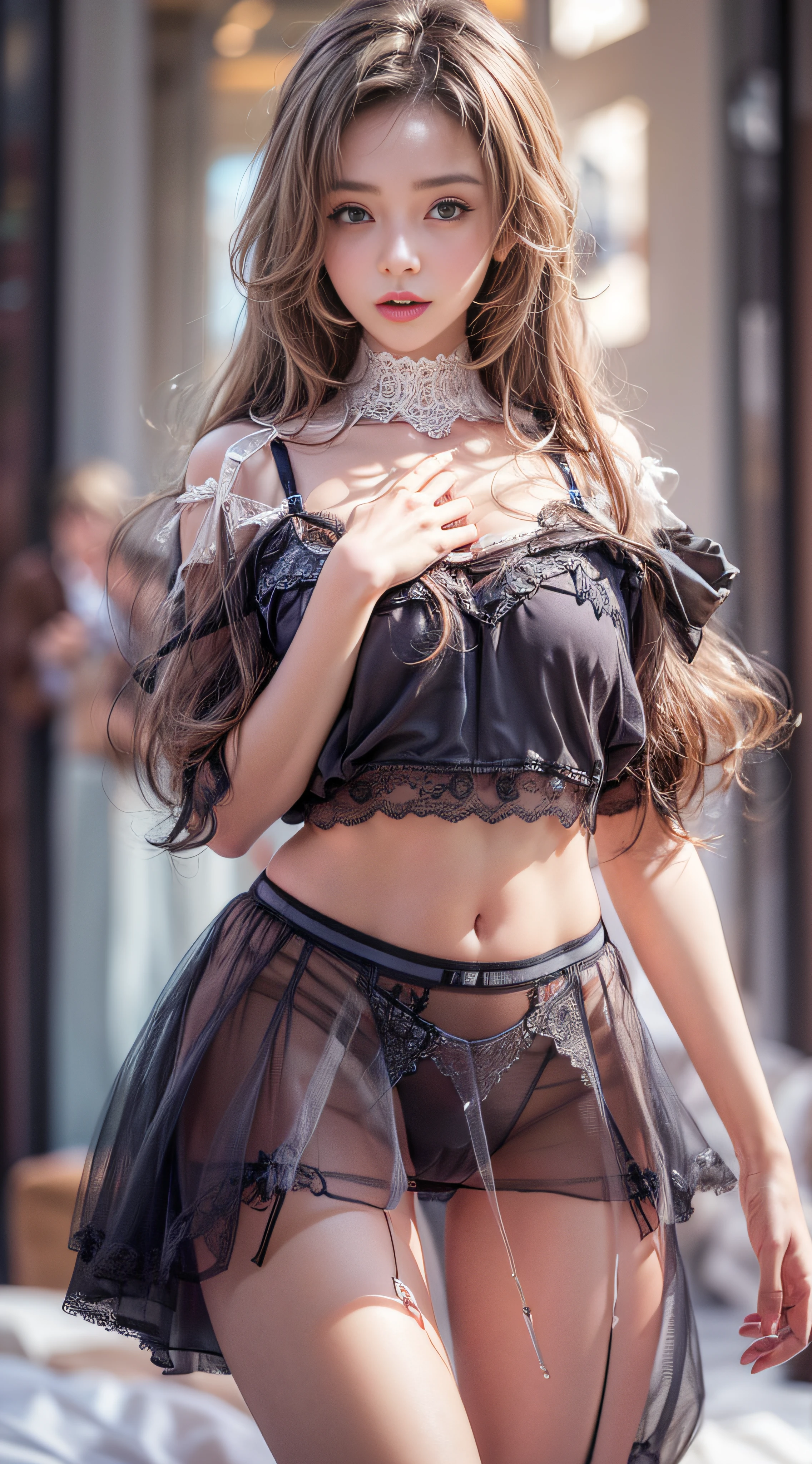 1girll, ((underwear, Lingerie, thongs, skirt up, skirt up, The lens takes photos from the bottom up, Sexy, Erotic)), (8K UHD:1.2), Detailed face, Perfect face, Masterpiece, detailed hairs, Detailed body, Detailed skin, Detailed hands, Detailed fingers,