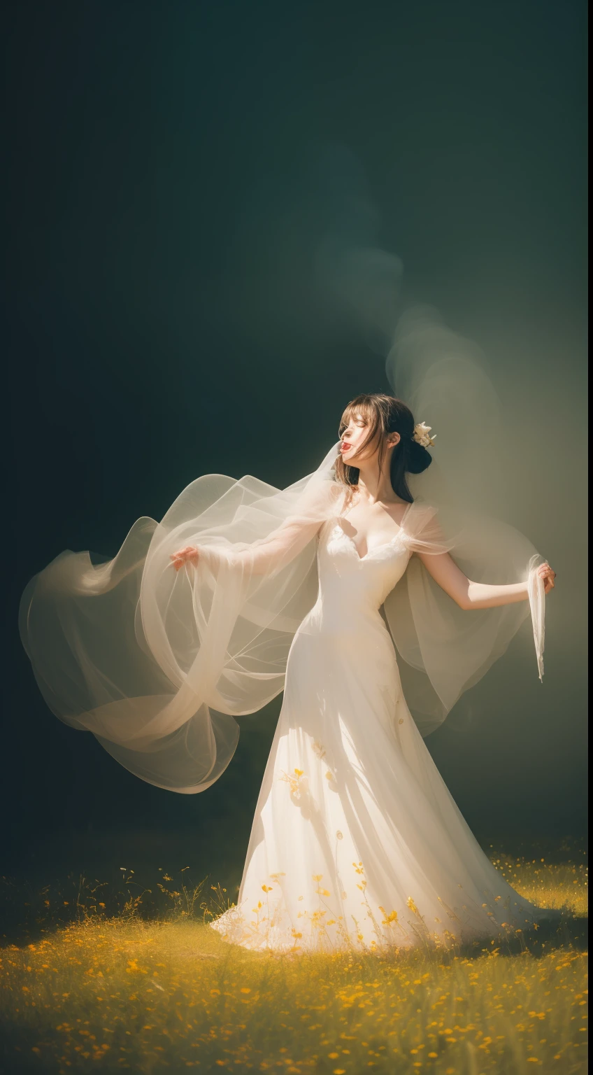 NSFW, Super High Quality, Masterpiece, Perfect Illustration, Extreme Details (Delicate Light and Shadow, Highly Dramatic Picture,)Zhong Hua, 1 Girl, Solo, Hanfu, Ancient_Chinese_architecture, Flower Field, Flowers, (White Smoke:1.3) (Realistic:1.4), Zen Entanglement, Mandala, Tangled, Official Art, Unity 8k wallpaper, super detailed, beautiful and beautiful, masterpiece, best quality, (Dynamic angle: 1.4), glowing skin, (Floating colorful flashes: 1) The most beautiful chaotic forms, elegant, brutalist design, bright colors, romantic depth of field exotic_dance, half_naked